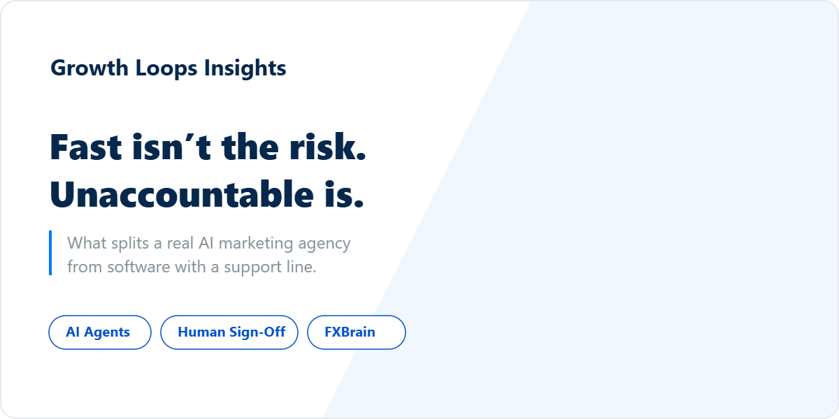 Fast isn't the risk. Unaccountable is. How Growth Loops splits AI execution from human sign-off.